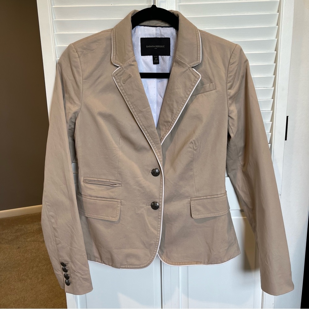 Banana Republic Piped Academy Khaki Blazer